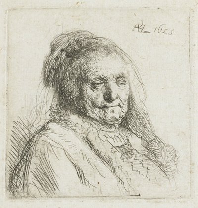 Rembrandts Mutter, Kopf und Schultern, drei Viertel nach rechts, 1628 von Rembrandt van Rijn